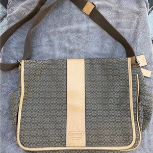 Coach Signature Brown and Tan Messenger Bag